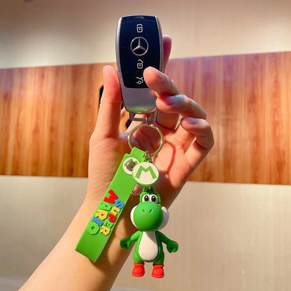 Super Mario Bros Keychain Anime Figure Toad Yoshi Car Decoration Backpack Pendant Accessories Kids