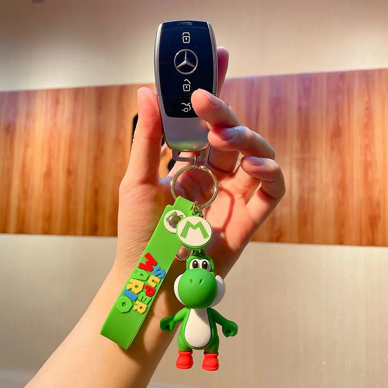 Super Mario Bros Keychain Anime Figure Toad Yoshi Car Decoration Backpack Pendant Accessories Kids