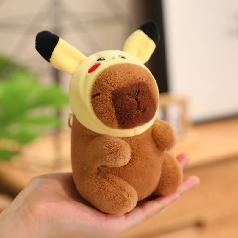 Capybara Plush Toy Pendant Keychain Capibara Cosplay Pokemon Pikachu Disney Stitch Sanrio Kuromi Plushies Stuffed Bag Decor Gift