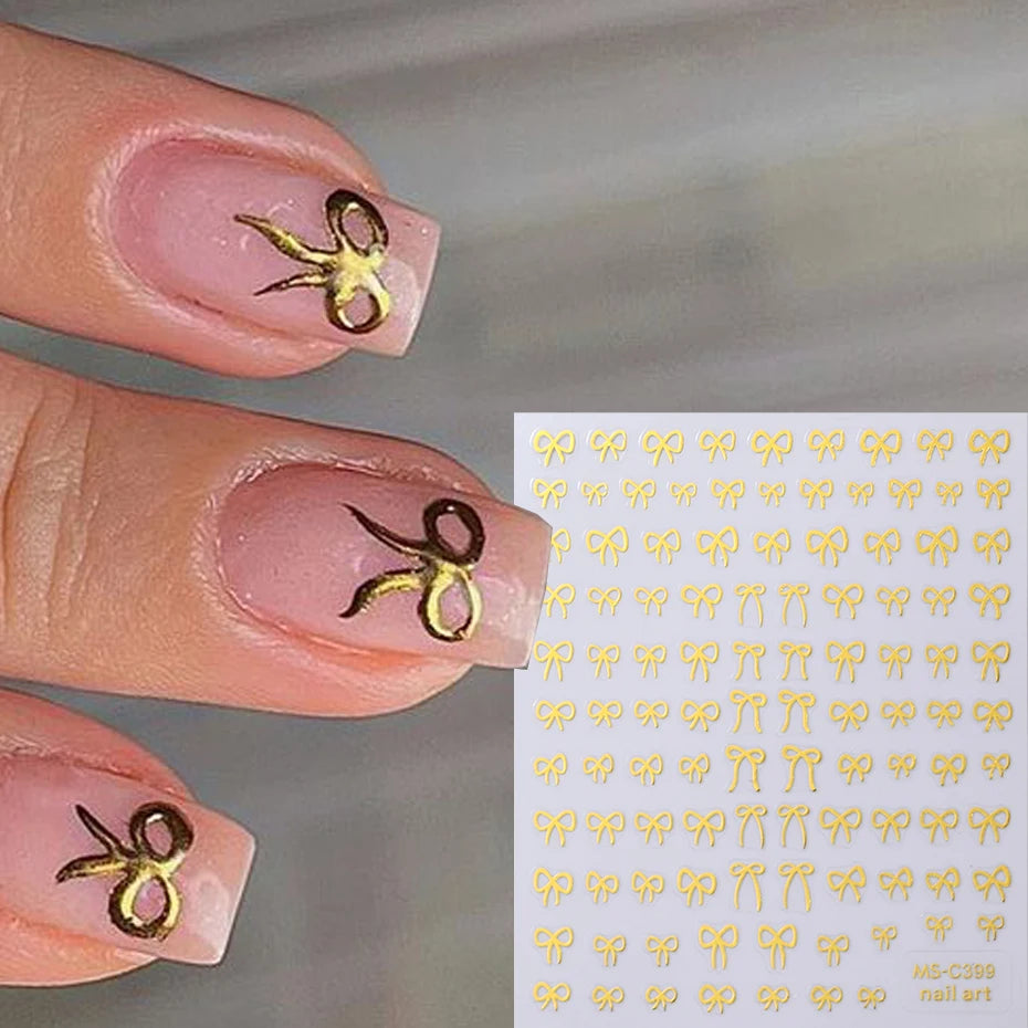 1/2pcs Black White Pink Mini Bowknot Design Nail Art Sticker Self Adhesive Lace Ribbons Bow Butterfly Decals Nail Art Decoration