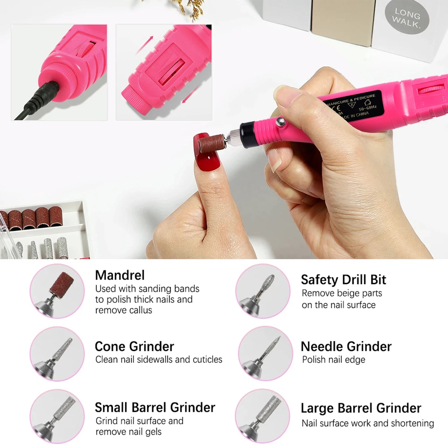 LULAA Portable Professional Electric Nail Drill Machine Manicure Tools Pedicure Drill Set Family Nail File Nail Drill Equipment