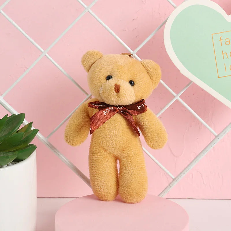 6/12pcs Mini Bear Plush Keychain Colorful Bear Stuffed Toy School Bag Pendant Teddy Doll Graduation Party Supplies Wedding Gift