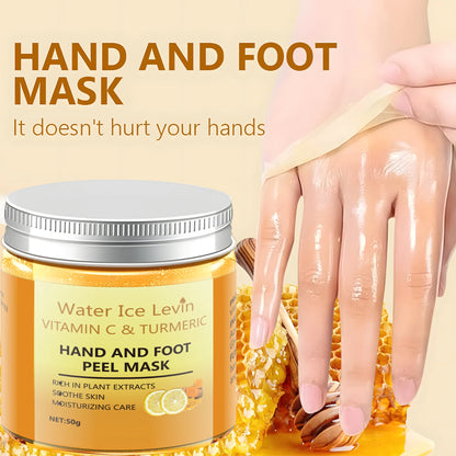 50g Turmeric Vitamin C Hand and Foot Mask, Plant-Based Care, Moisturizing and Nourishing, Apply and Wash Off Immediately, Smooths and Repairs, Lightens Skin, Nourishes, and Freshens Skin in One Step