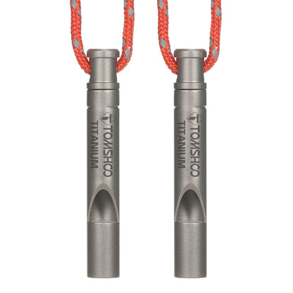 TOMSHOO Titanium Emergency Whistle with Cord Outdoor Survival Whistle Camping Hiking Exploring
