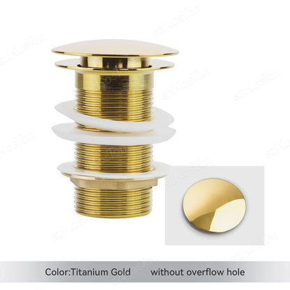 Gold Pop Up Drain Button Bathroom Sink Plug Drainer Siphon Waste Stopper Wash Basin Faucet Accessory Washbasin Pipe Black