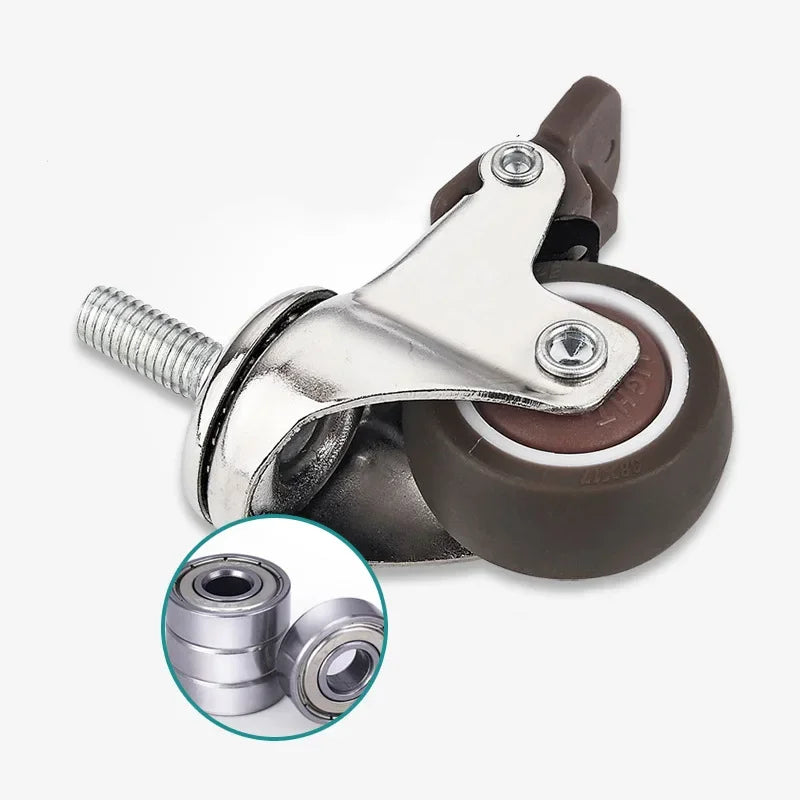 4 Pcs 1.25 Inch Stem Caster Wheels TPR Screw Lever Universal Castors Swivel Stem Wheels with M6 Thread Rods for Carts Furniture