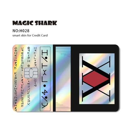 Magic Shark Skull Panda Hunter Broke Blue Eyes Dragon Laser Holographic Sticker Cover Film Skin for Credit Bank Debit Card