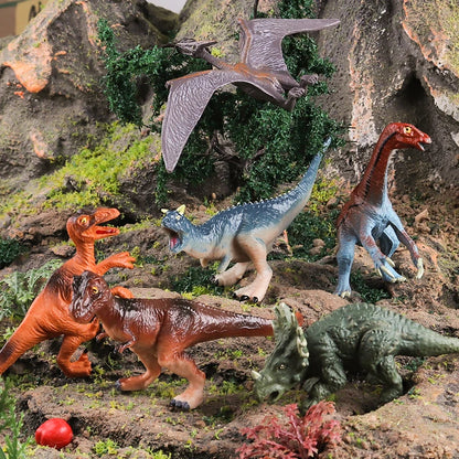 Oenux 12PCS Small Jurassic Dinosaur Set Brinquedo T-Rex Velociraptor Spinosaurus Mosasaur Model Action Figure Collection Kid Toy