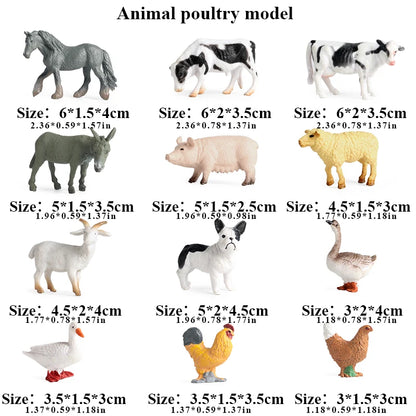 Oenux Montessori Miniature Lion Shark Horse Dinosaur Animals Model Set Action Figures Figurine Zoo Cute Education Kids Toy Gift