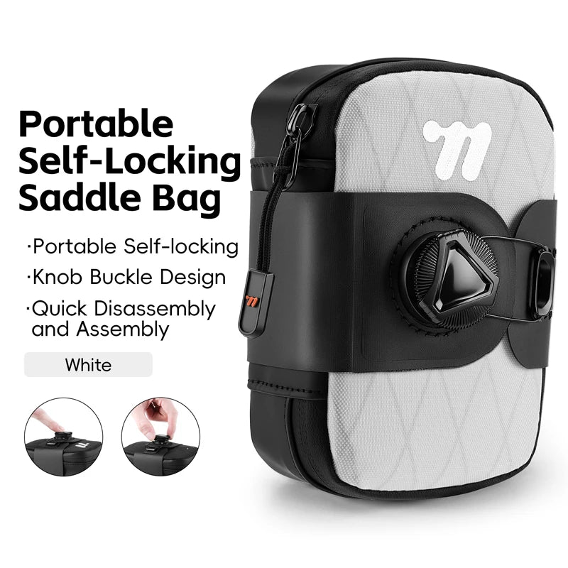 WEST BIKING Bicycle Saddle Bag Lightweight Waterproof Bike Seat Tail Bags Wear-Resistant Rotating Lacing Buckle Bike Accessories
