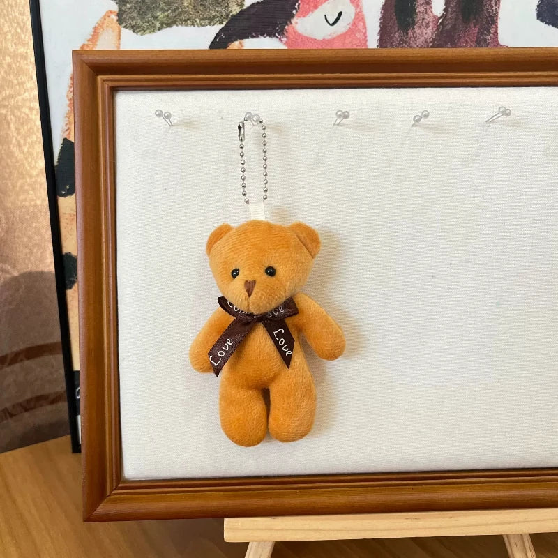 6/12pcs Mini Bear Plush Keychain Colorful Bear Stuffed Toy School Bag Pendant Teddy Doll Graduation Party Supplies Wedding Gift