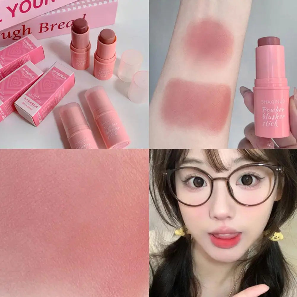3in1 Monochrome Blusher Cheek Lip Tinted Durable Matte Natural Rouge Powder Blusher Stick Cream Matte Contour Makeup Cosmetices