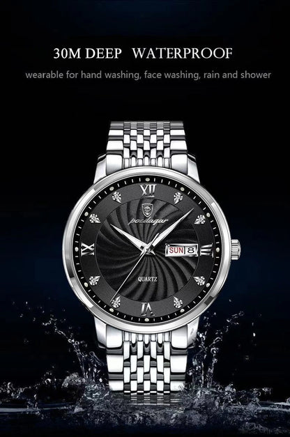 POEDAGAR Luxury Brand Man Watch Waterproof Luminous Date Week Men's Quartz Wristwatch Stainless Steel Fashion Sports Men Watches