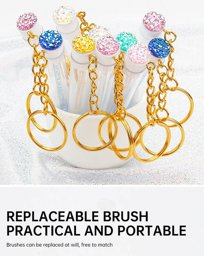 10 Pcs Tube Eyelash Brush With Gold Keychain Glitter Mascara Wand For Women Lash Extension Micro Comb Container Makeup Tools