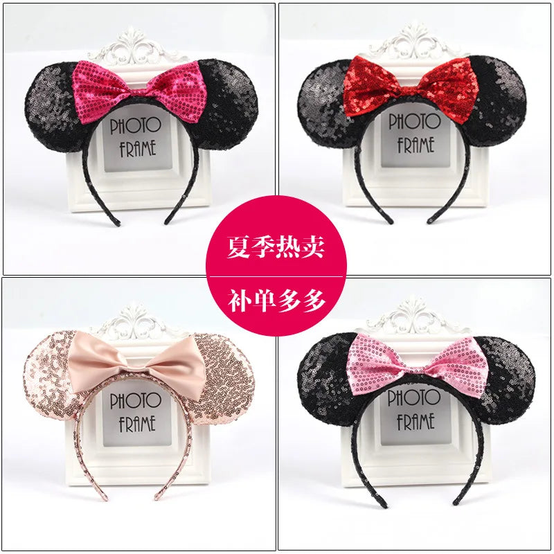2023 New Cute Performance Party Headband Mickey Minnie Headband Mickey Mouse Bow DY Black Ear Headband Christmas HairAccessories