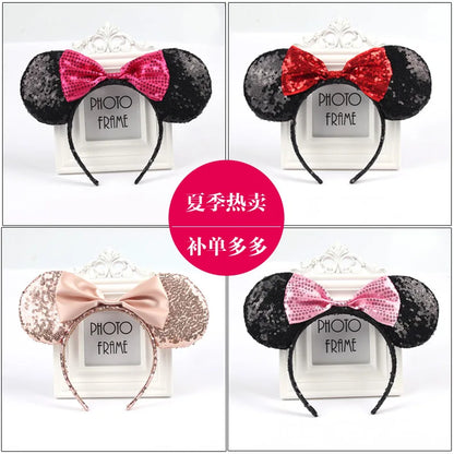 2023 New Cute Performance Party Headband Mickey Minnie Headband Mickey Mouse Bow DY Black Ear Headband Christmas HairAccessories