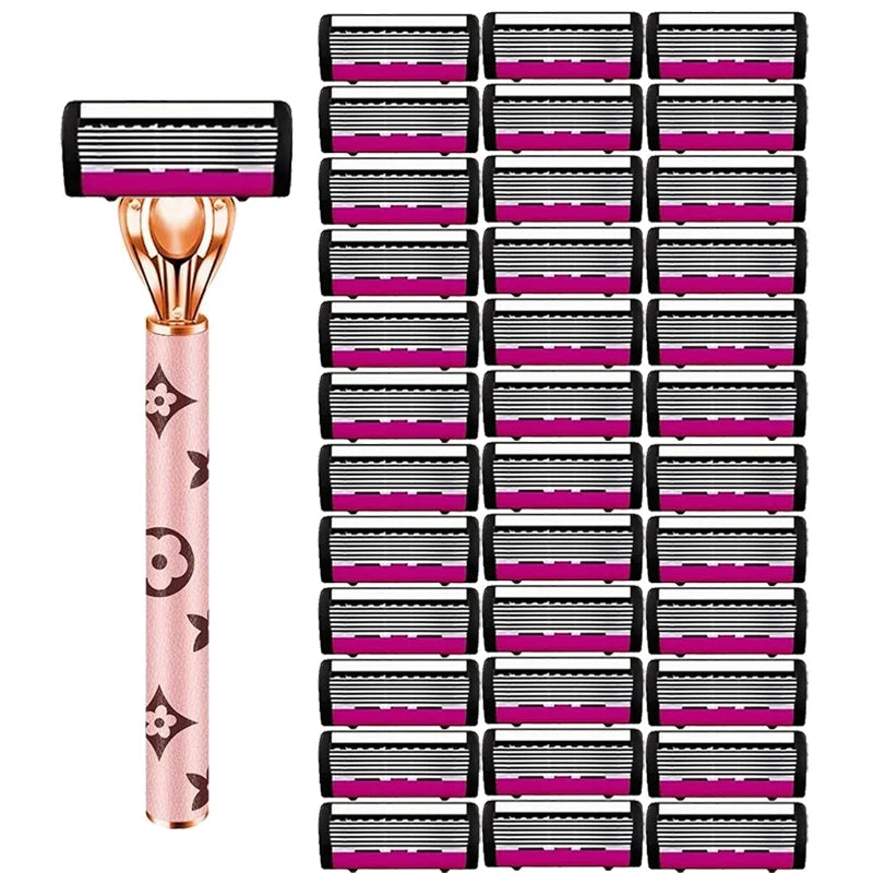 6-layer Blade Women Manually Change The Head To Shave Shaving Knife Shaver Armpit Retreat Private Part Hair Removal Artifact