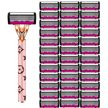 6-layer Blade Women Manually Change The Head To Shave Shaving Knife Shaver Armpit Retreat Private Part Hair Removal Artifact