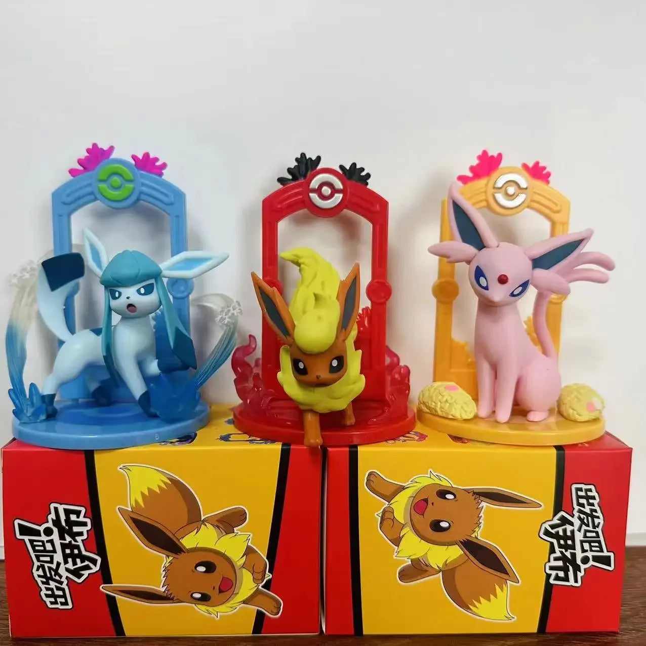 9pcs Pokemon Eevee Evolution Figure Set, Sylveon Espeon Glaceon Leafeon Anime Model Collection Toys for Kids Gift