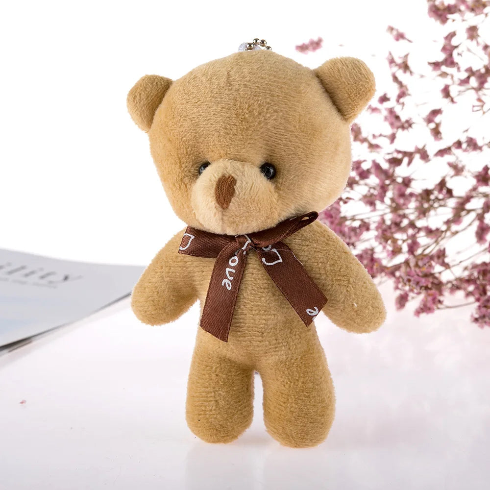 30pcs New 21Color Mini Bear Plush Doll Keychain 12cm Cute Colorful Bear Animal Stuffed Toys For Girl Bag Pendant Children Gifts