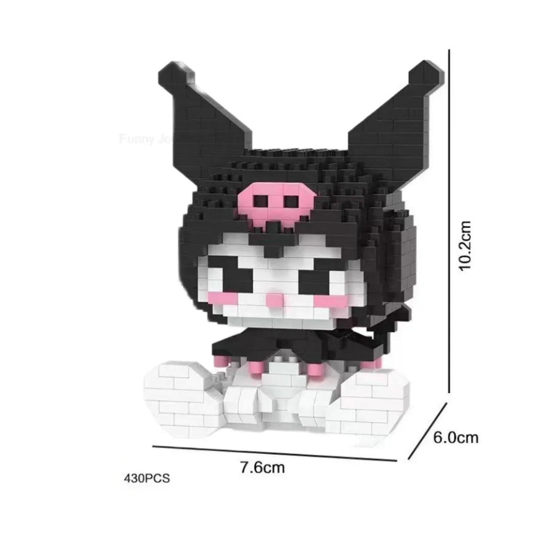 Cartoon Anime Hello Kitty Blocks Kuromi My Melody Cinnamoroll Mouse Building Blocks Doll Toy Kids Birthday Gift
