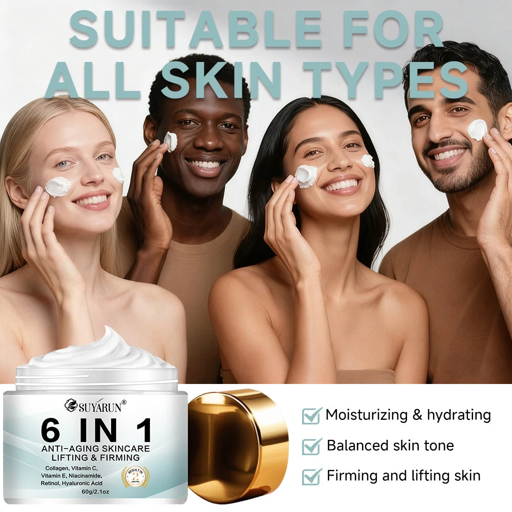 SUYARUN 6-in-1 Anti-Aging Cream - Reduces Wrinkles, Firms, Hydrates, Brightens Skin, For All Skin Types, Free Shipping.