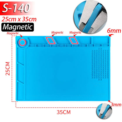 Soldering Station Mat Silicone Work Mat Heat Resistant 932°F Anti-Static Magnetic Mat for Electronic Phone Laptop Watch Repair