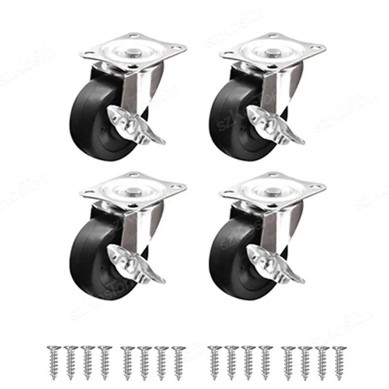 4pcs 1 1.25 1.5 2 Inch Furniture Caster Soft Rubber Universal Wheel Swivel Caster Roller Wheel For Platform Trolley Accessories