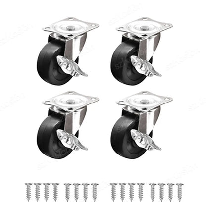 4pcs 1 1.25 1.5 2 Inch Furniture Caster Soft Rubber Universal Wheel Swivel Caster Roller Wheel For Platform Trolley Accessories