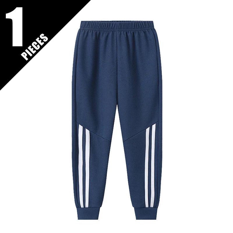 1/3 Piece Autumn And Winter Children's Waffle Solid Color Simple Basic Pants For Boys And Girls Sports And Casual Sweatpants