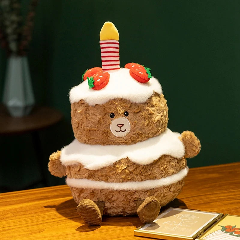 Kawaii Cartoon Hot Cake Plush Doll High Quality Soft Stuffed Fruit Strawberry Wedding Cake Simulation Food Plush Toy Home Decor