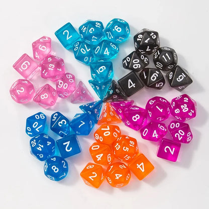 7pcs/set Multicolour Dice Set Multiple Colors Polyhedral RPG DND Role Playing Dragons Board Game Multiple Dice With Bags TMZ