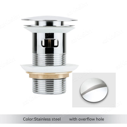 Bathroom Sink Stopper Washbasin Pop Up Drain Plug Cover Waste Pipe Drainer With Or Without Overflow For Bath Accessories