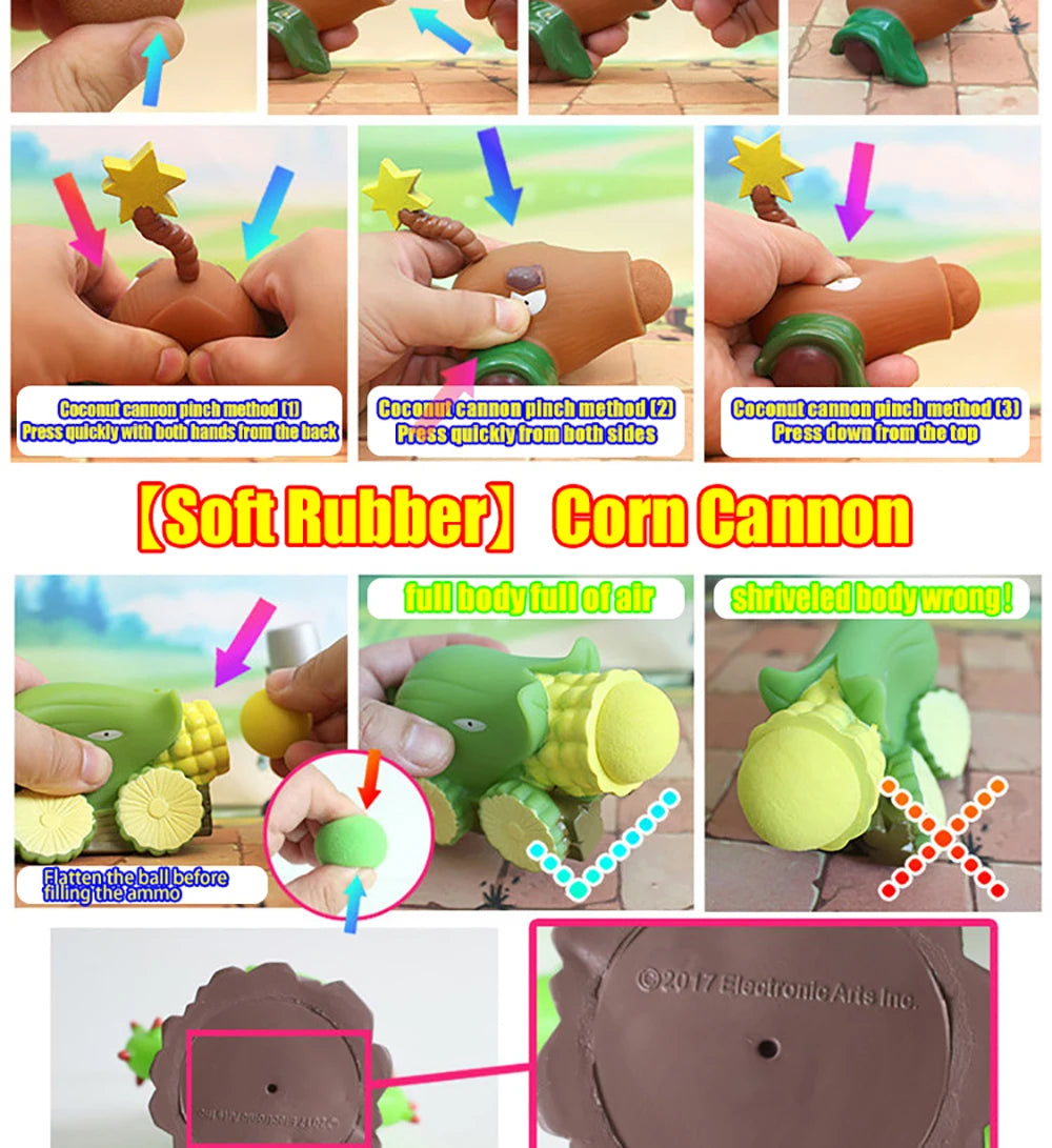Funny Plants vs. Zombies 2 Hard Glue Peashooter Gatling Pea Shooter Sunflower Action Figure Model Dolls Shooting Toys Kids Gifts