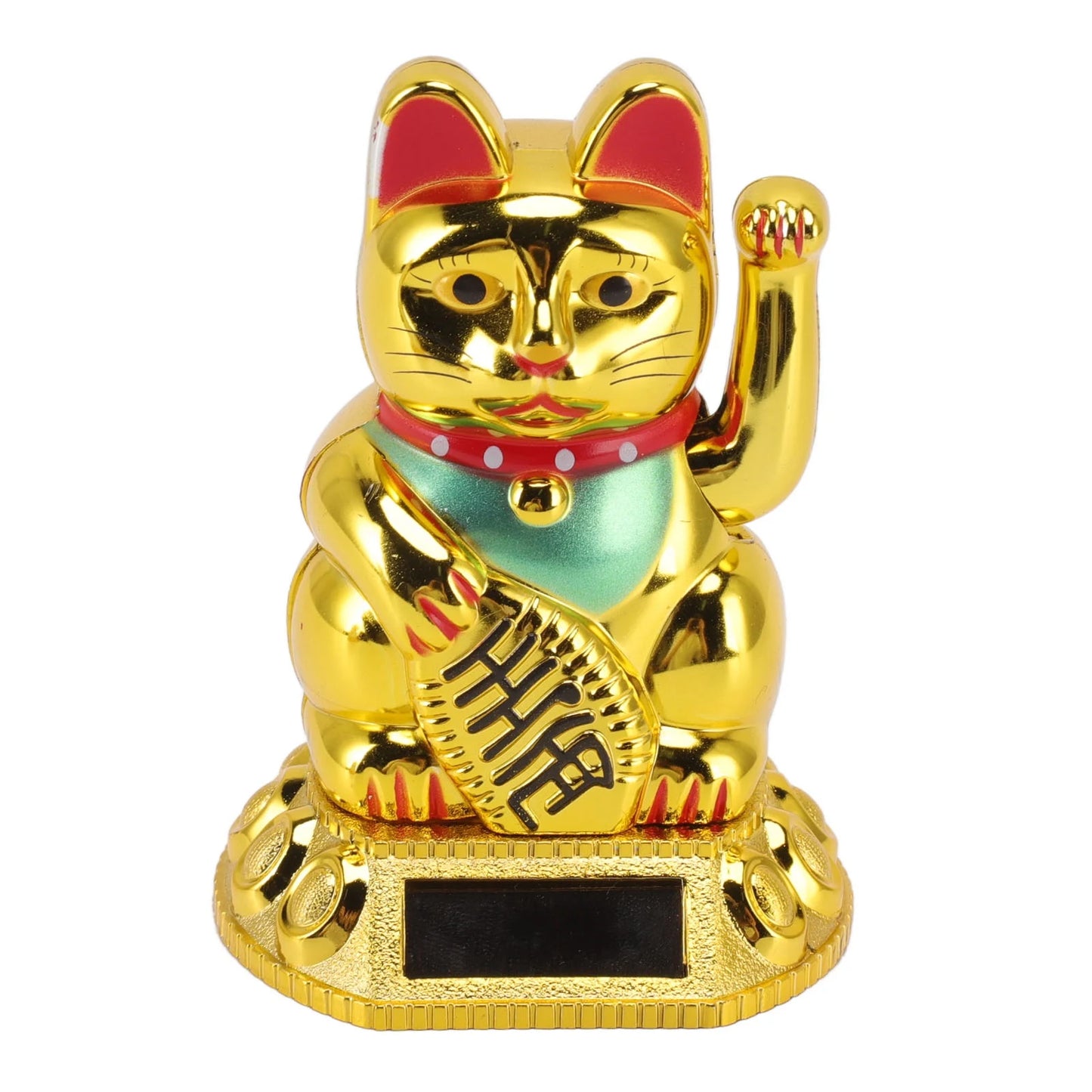 Chinese Lucky Cat Decoration Waving Arm Solar Light Induction Statue Figurine For Home Car Ornaments Golden Cat Decoration Cat