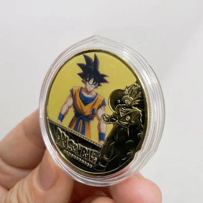 Dragon Ball Gold Plated Gold Coin Son Goku Vegeta Commemorative Coins Children Classic Anime Peripherals Collection Toy Souvenir