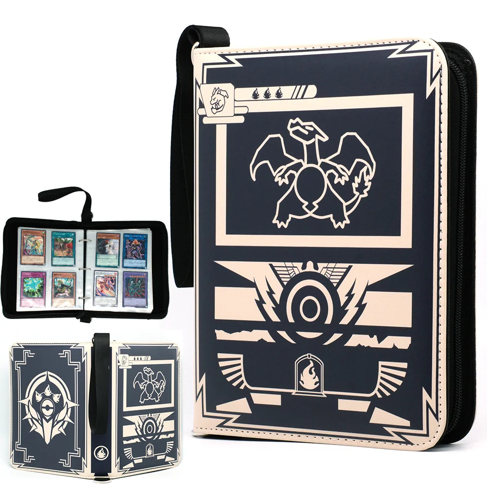400PCS Card Album Binder Sleeves with Zipper PTCG Yugioh TCG 4-Pocket Trading Card Collection Card Holder Toys Gift