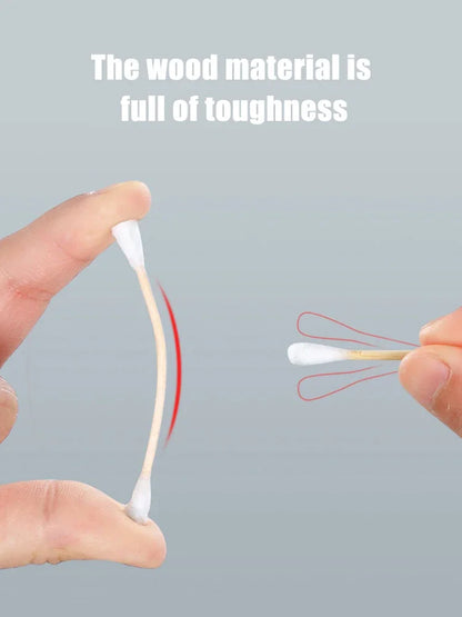 Disposable Cotton Swab Box With Double End Round Head For Makeup Removal Daily Cleaning Pet Care Multi-purpose About 500pcs