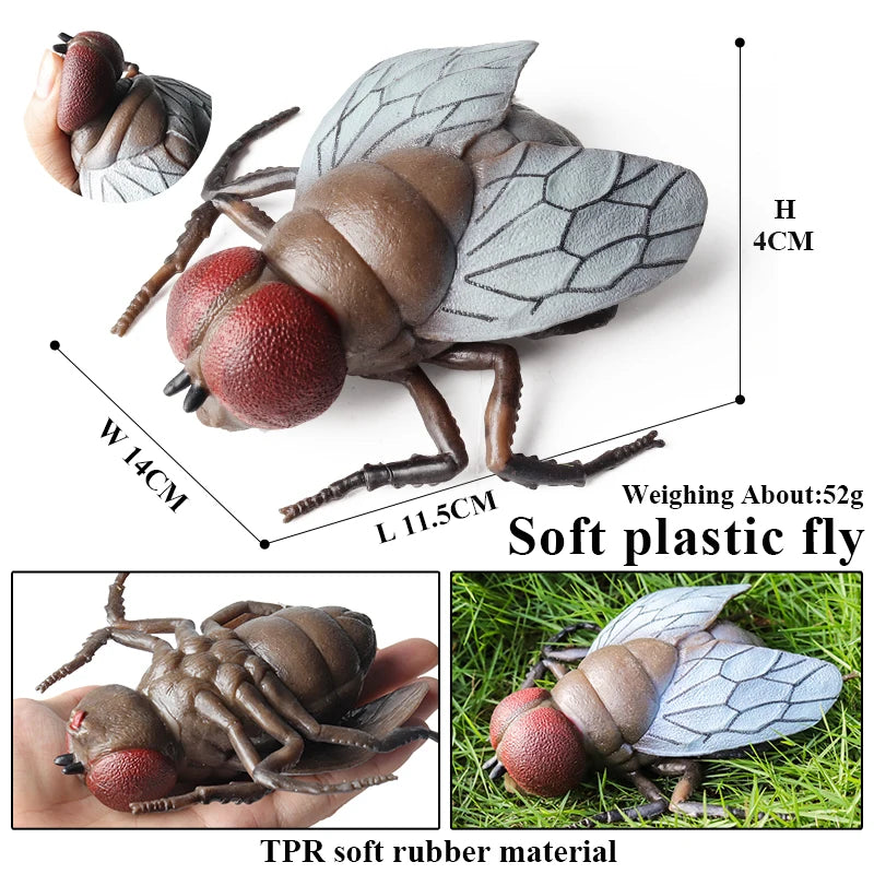 Oenux Insect Animal Wild Reptile Model Soft TPR Mantis Lizard Chameleon Housefly Gekko Action Figures Halloween Trick Kid Toy