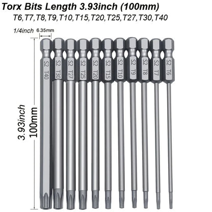 Torx Screwdriver Flat Head Tamper Proof Security Drill Bit Set for Electric Drill Magnetic Extension Adapter Star Hex Spline Bit