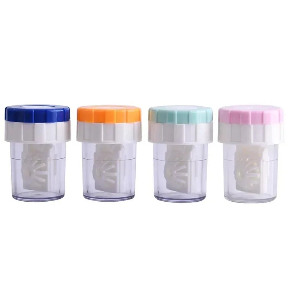 Portable Manual Rotatable Contact Lens Cleaning Device Cosmetic Pupil Storage Container for Lens Care