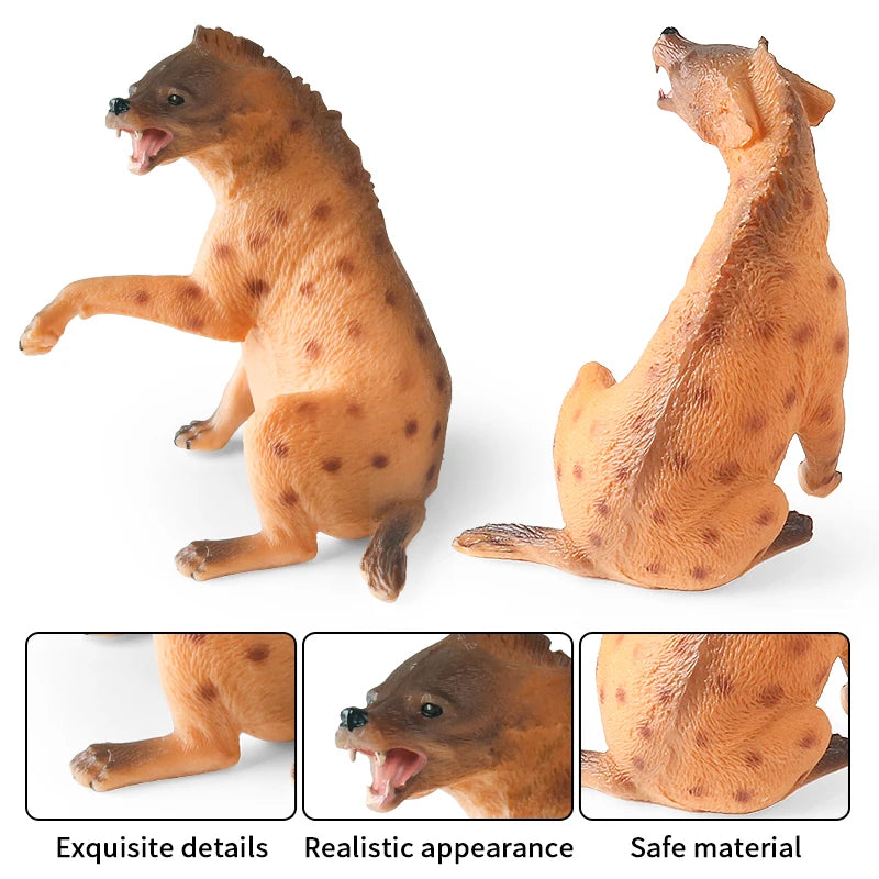 Oenux Classic Wild African Animals Simulation Tiger Hyaenidae Action Figure Figurines PVC Model Education School Kid Toys