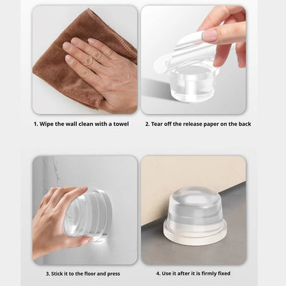 1-8Pcs Transparent Silicone Door Stopper No Drill Anti Bump Pad for Office Home Safety Protection Dodgers Door Stop