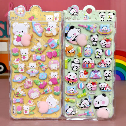 1 Sheet 3D Cute Animal Butt Stickers, Stress Relief Puffy Squishy Sticker for DIY Scrapbook Guitar Phone Case Laptop Decal
