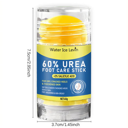 60% Urea Foot Stick 2% Salicylic Acid Smooths. Softens Cracked Heels and Thickened Skin. Fast Absorbing. Tea Tree Coconut. 45g.