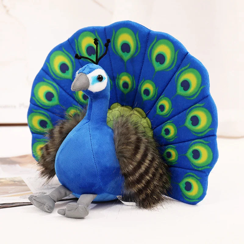 Cute Simulation Green Peacock Plush Toy Blue Peacock Doll Decorative Ornament Gift Bird Doll Zoo Souvenir Ornament Photo Props