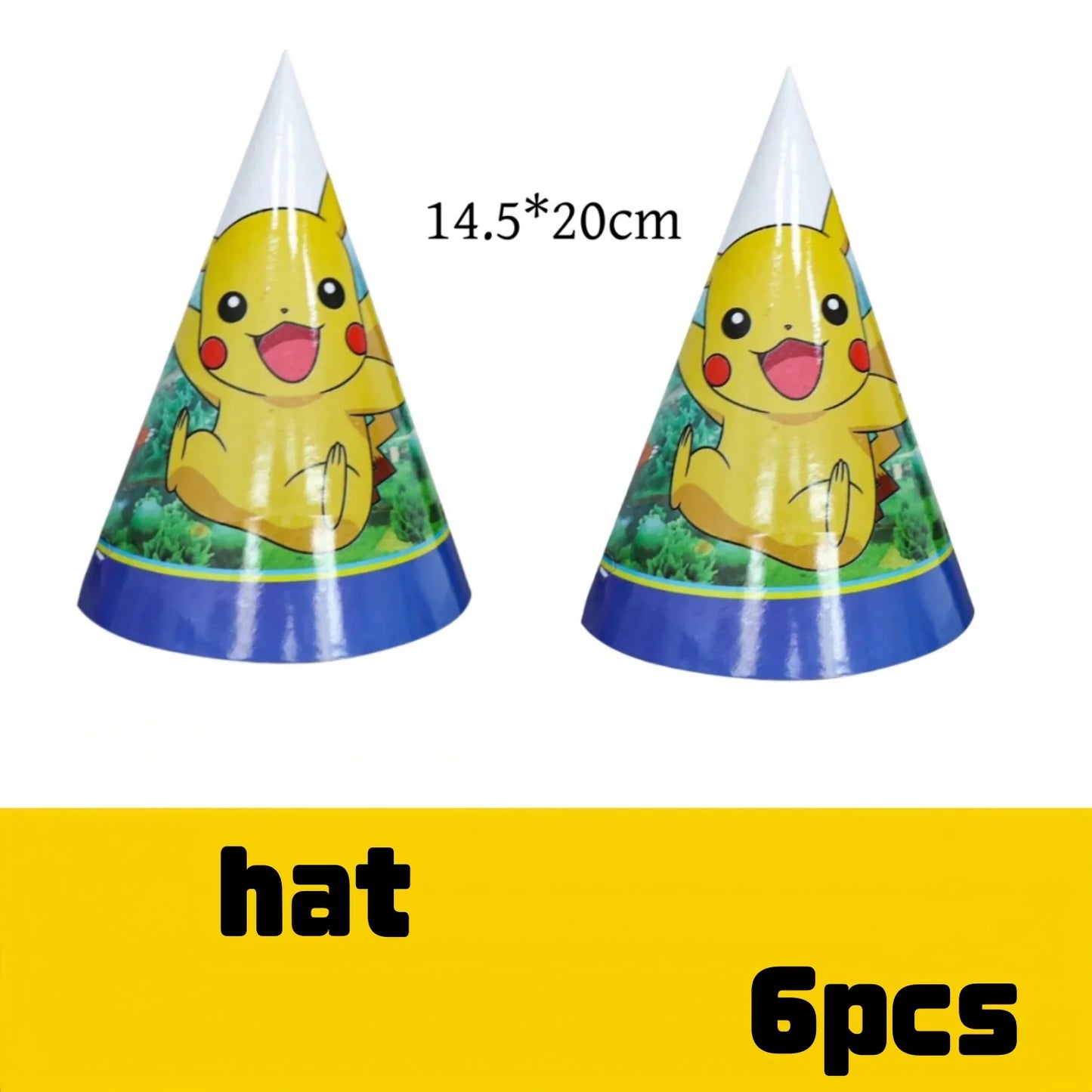 Decoration Pokemon Birthday Party Hats Pikachu Disposable Tableware Tablecloth Cup Plate Napkin Baby Shower Party Favors Pokemon