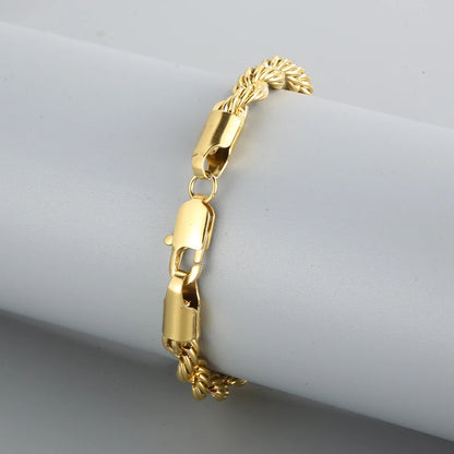 4/6/8mm Stainless Steel Bracelets For Men Women Gold Color Twisted Rope Link Chain Bracelets On the Hand Jewelry Gifts