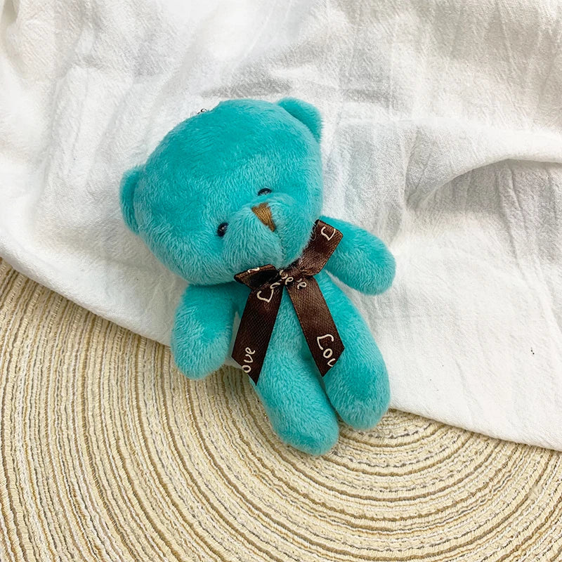 30pcs New 21Color Mini Bear Plush Doll Keychain 12cm Cute Colorful Bear Animal Stuffed Toys For Girl Bag Pendant Children Gifts