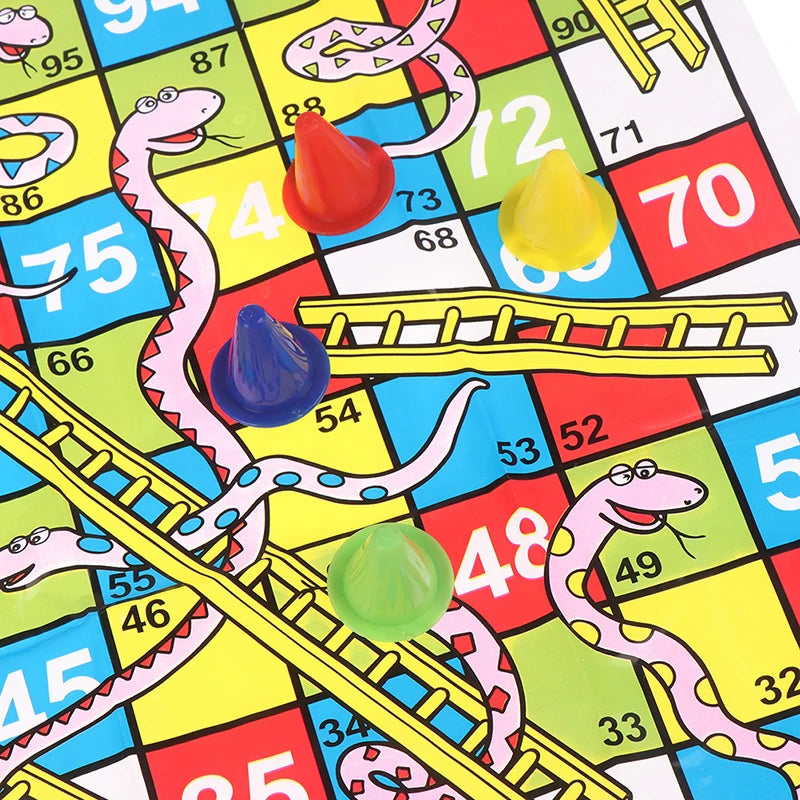 1Set Snake Ladder Educational Kids Children Toys Interesting Board Game Set Portable Flying Chess Board Family Board Game